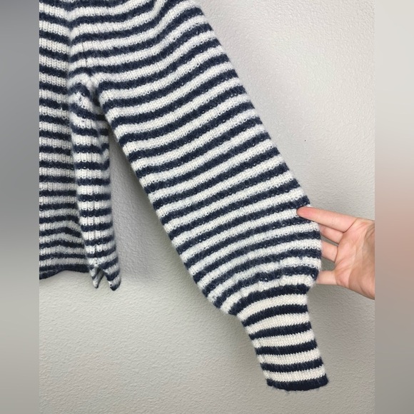 Eleven Six Women's Small Mia Striped Knit Sweater Puff Sleeve 100% Baby Alpaca - Picture 8 of 15